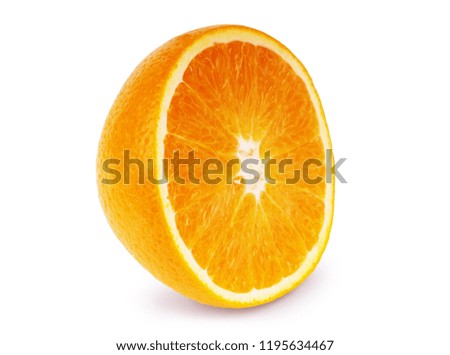 Half juicy orange on a white background