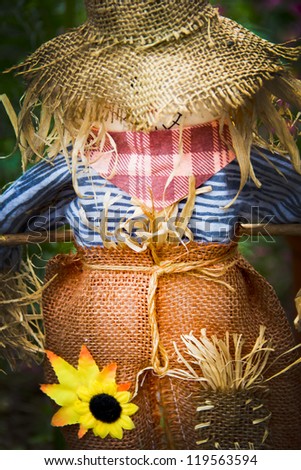 scarecrow in a garden in Asturias, Spain