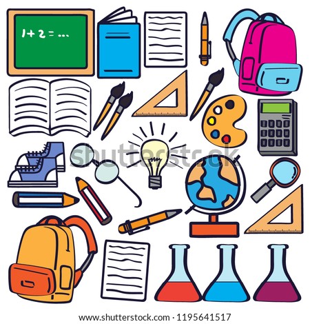 Back to school. cute school supplies icons that can be used for school themes. vector illustration
