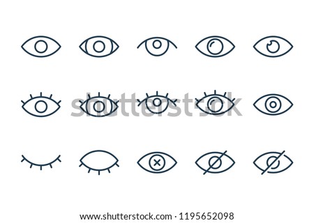Eyes related line icons. View and eye vector linear icon set. Royalty-Free Stock Photo #1195652098