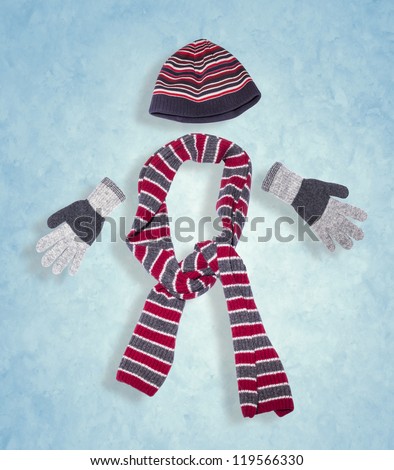winter clothing on snow background