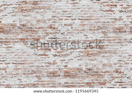 old plastered red brick wall texture background seamless pattern