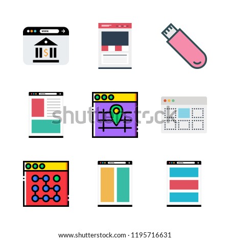 transfer icon set. vector set about browser and pendrive icons set.