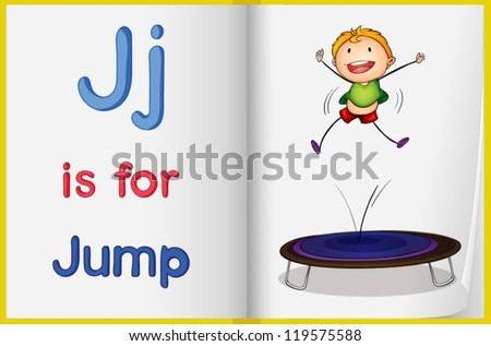 Illustration of the letter J in a book