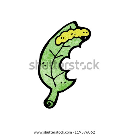 caterpillar eating leaf cartoon