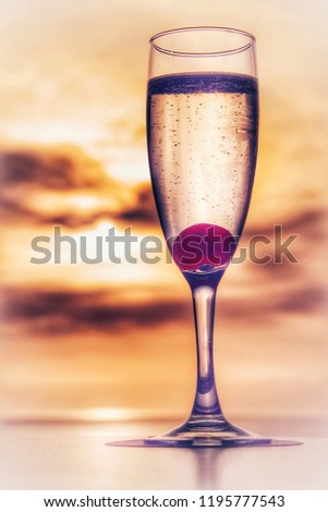 Champagne celebration at sunset
