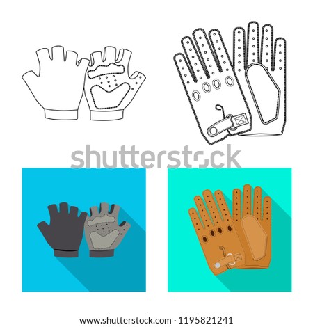Vector illustration of glove and winter logo. Set of glove and equipment stock symbol for web.