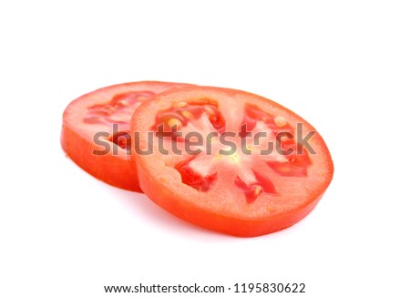 Tomato slice isolated on white background Royalty-Free Stock Photo #1195830622