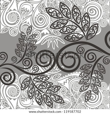 Floral pattern background vector illustration black and white