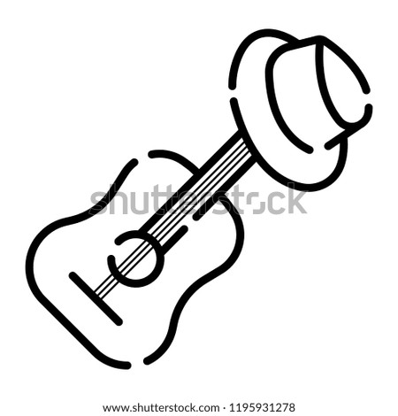 guitar musical template with a hat on a guitar