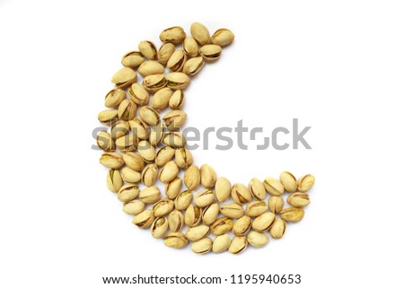 Crescent moon picture made from Pistachio nuts 