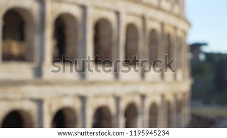 Blurred closeup of Roman landmark in Rome Italy 