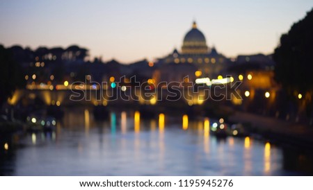 Blurred view of Sant Angelo over Tiber River near Vatican City