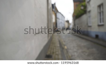 Out of focus background plate of European Cobblestone Street in Bruges