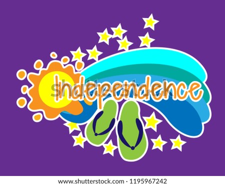 independence, greeting card background or banner with beach theme. design illustration