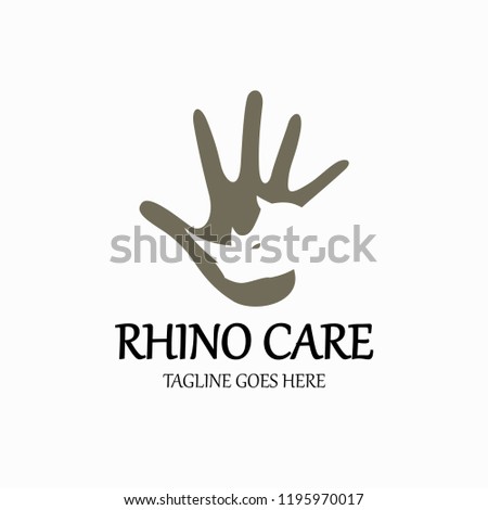 Rhino care logo, Rhino protection icon, Vector illustration