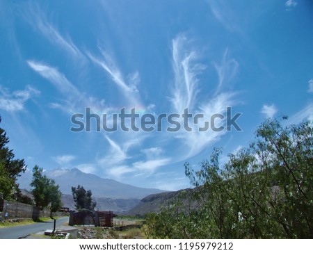 sky in a valley of the andes with scattered clouds, in arequipa Peru.