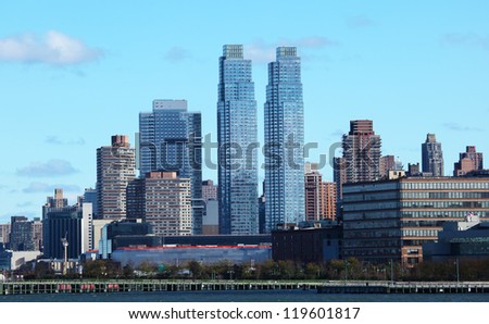 New York City skyscrapers in midtown Manhattan   panorama view in the day. USA