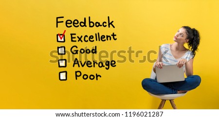 Feedback with young woman using a laptop computer 