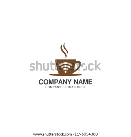 Wifi coffee logo design vector template