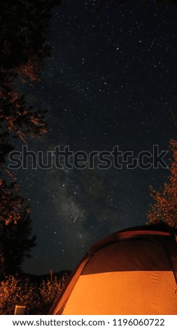                  stars over camp tent              