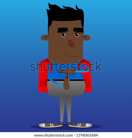 Schoolboy with time out hand gesture. Vector cartoon character illustration.