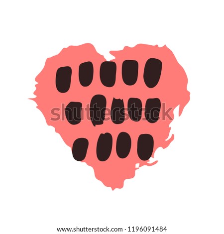 Vector hand drawn heart. Love symbol. Isolated, clip art. Brush, ink. Red decor element for Valentine's day card, pattern, poster, label, sticker, postcard and print.