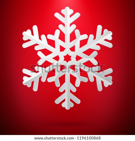 Red background with paper snowflake. EPS 10