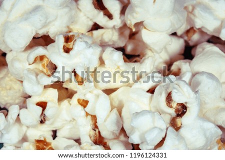 delicious popcorn background image close-up, macro photo