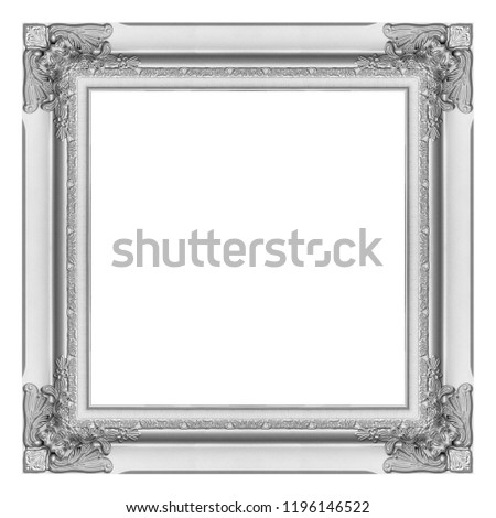 antique silver picture frame isolated on white background