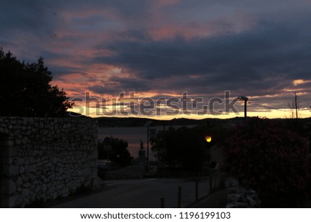 Pink sunset in Sibenik, Croatia