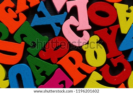 Colored letters close up