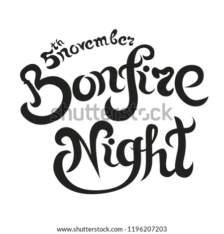 Bonfire Night Invitation lettering Vector Illustration, letters composition Royalty-Free Stock Photo #1196207203
