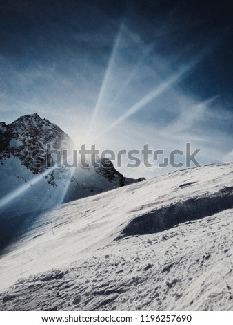 Mountain range in the sky. Landscapes in snow