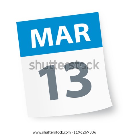 March 13 - Calendar Icon - Vector Illustration