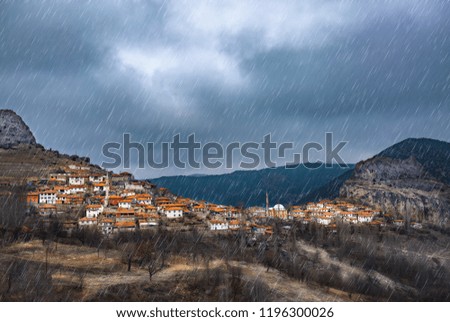 Bursa, Turkey. Village houses. Rainy weather.