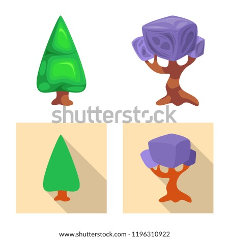 Isolated object of tree and nature logo. Set of tree and crown vector icon for stock.