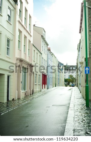 Colorful town houses in St Peter Port, Guernsey