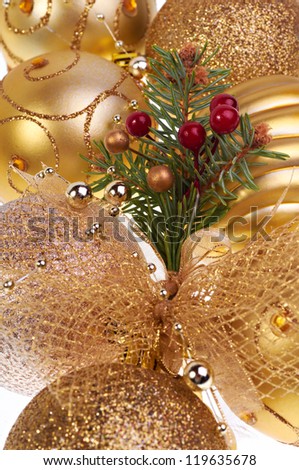 Closeup of golden Christmas decoration