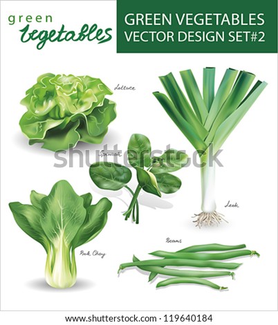 Green vegetables vector design set 2. Royalty-Free Stock Photo #119640184