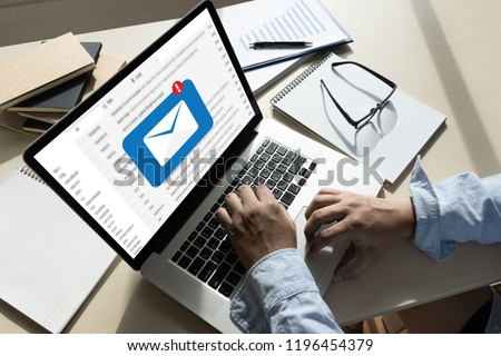 Mail Communication Connection message to mailing contacts phone Global Letters Concept Royalty-Free Stock Photo #1196454379