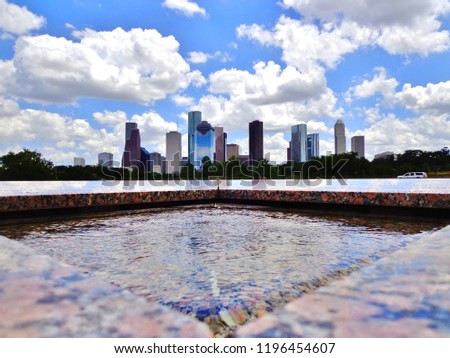 Beautiful View of Downtown Houston (Skyline / Skyscrapers) on a Summer Day - Houston, Texas, USA 