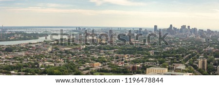 panoramic view of Montreal from the top of the tower of Montreal at the Olympic Park