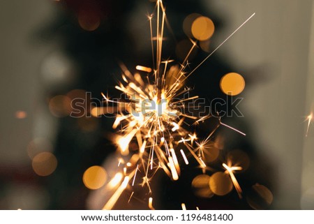 Sparklers and Christmas tree lights