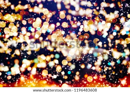 Winter blue sky with falling snow, snowflake. Holiday Winter background for Merry Christmas and Happy New Year.