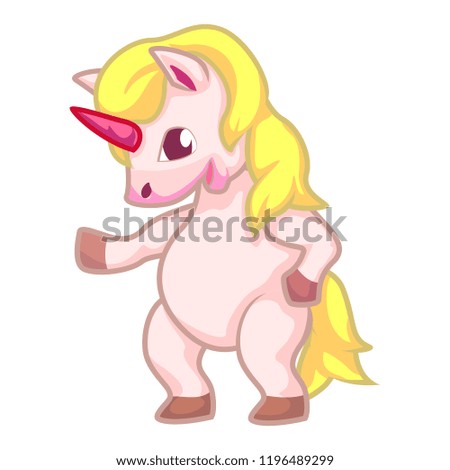 vector mascot illustration cute pink blonde unicorn