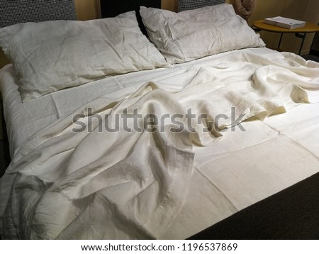 Unmade bed after a sleep