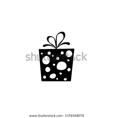 Vector illustration, black and white gift box. Can be used for greeting cards, stickers, promotion, banners.