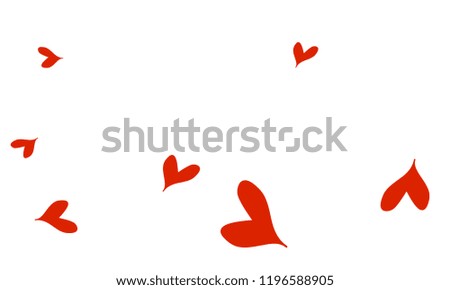 Many Stylish and Good Looking Red Hearts of Different Size on White Background