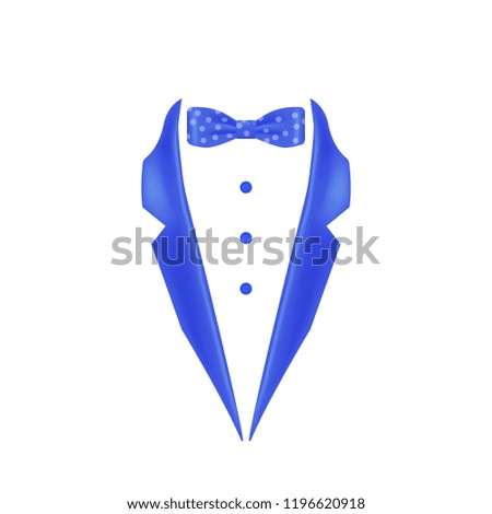 blue dotted colored bow tie dinner jacket collar icon. Element of evening menswear illustration